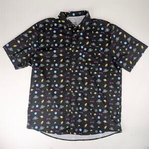 Buc-ee's Men's XL Performance Button Up Shirt - No Iron Black/Space Print